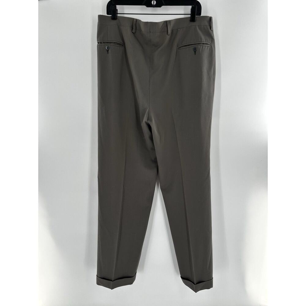 Luciano Barbera Men’s Pants Sz 34x30 100% Wool Cuffed Trousers Italy Pleated - Picture 4 of 9